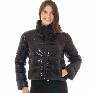 WOMENS CIAO MILANO RINA BLACK SEQUIN DUCK DOWN JACKET XS